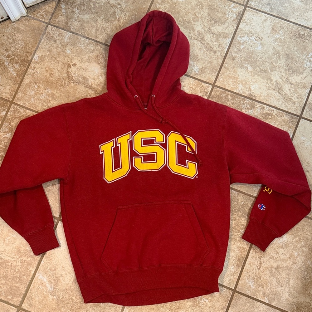 Champion Red and Yellow USC Hoodie